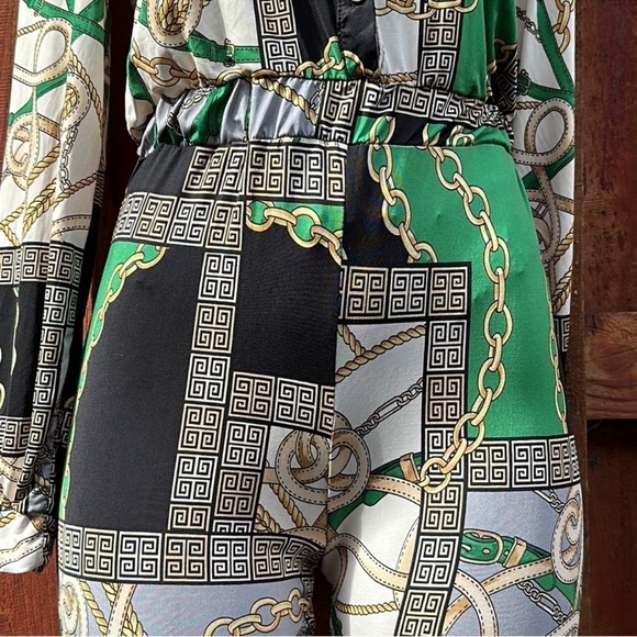 Fashion Queen Stylish Green and Black Patterned Women's Jumpsuit Size M - Picture 7 of 13
